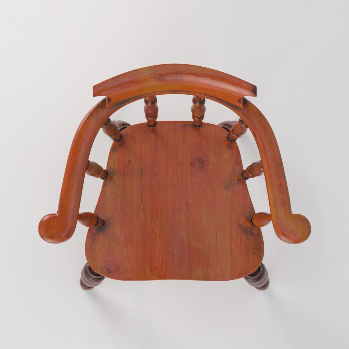 Antique Set of Five English Elmwood Windsor Chair 3D Model_06