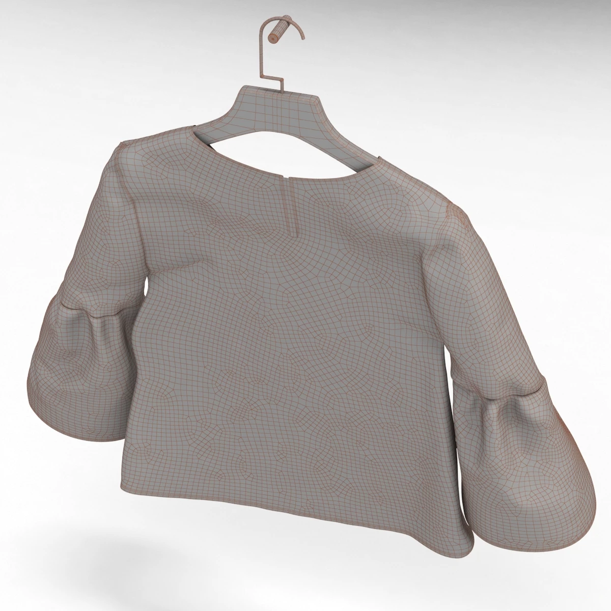 Bell Sleeve Pearls Embellished Tolders Top 3D Model_07