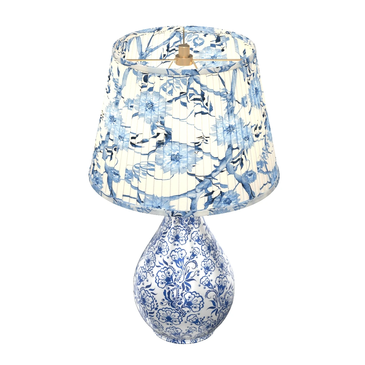 Blue White Chinoiserie Table Lamp 3D Model_03