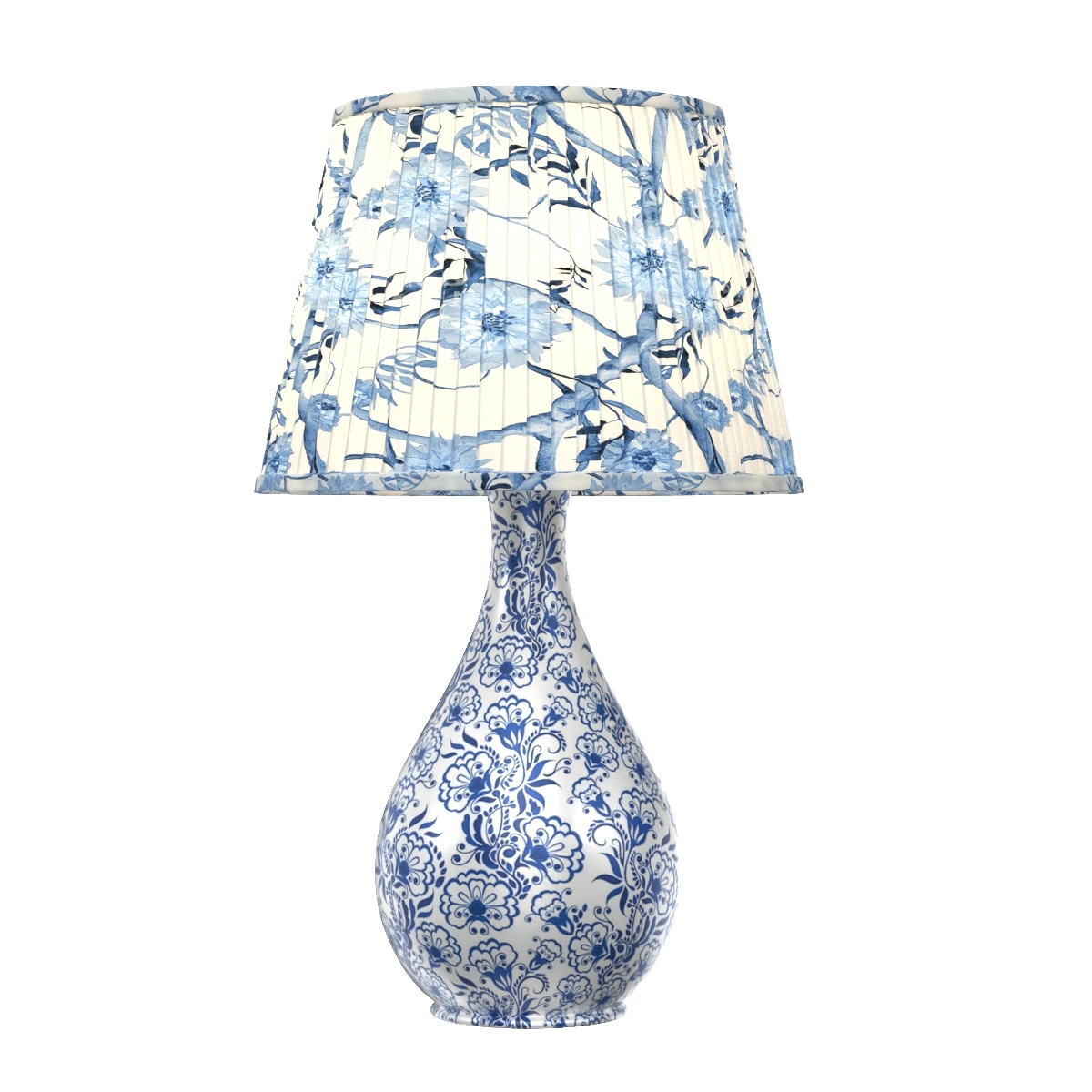 Blue White Chinoiserie Table Lamp 3D Model_06