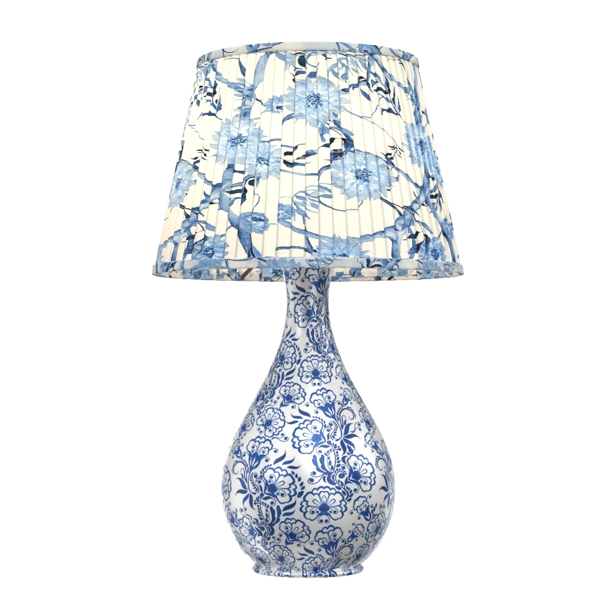 Blue White Chinoiserie Table Lamp 3D Model_01