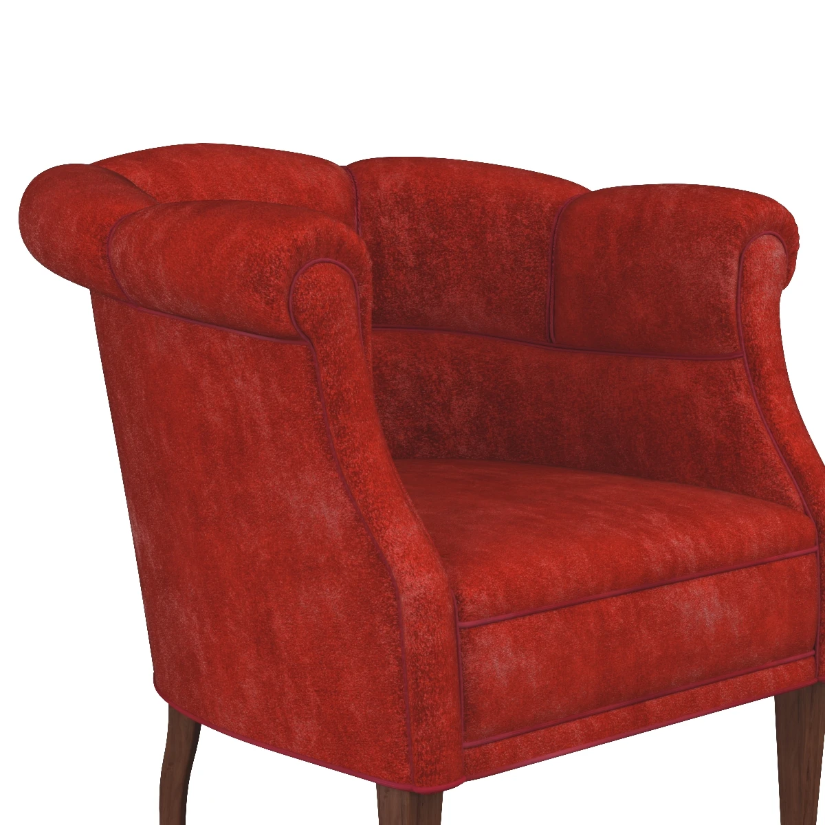 Danish Pair of 1940s Low Lounge Tub Chairs in Red Mohair 3D Model_05