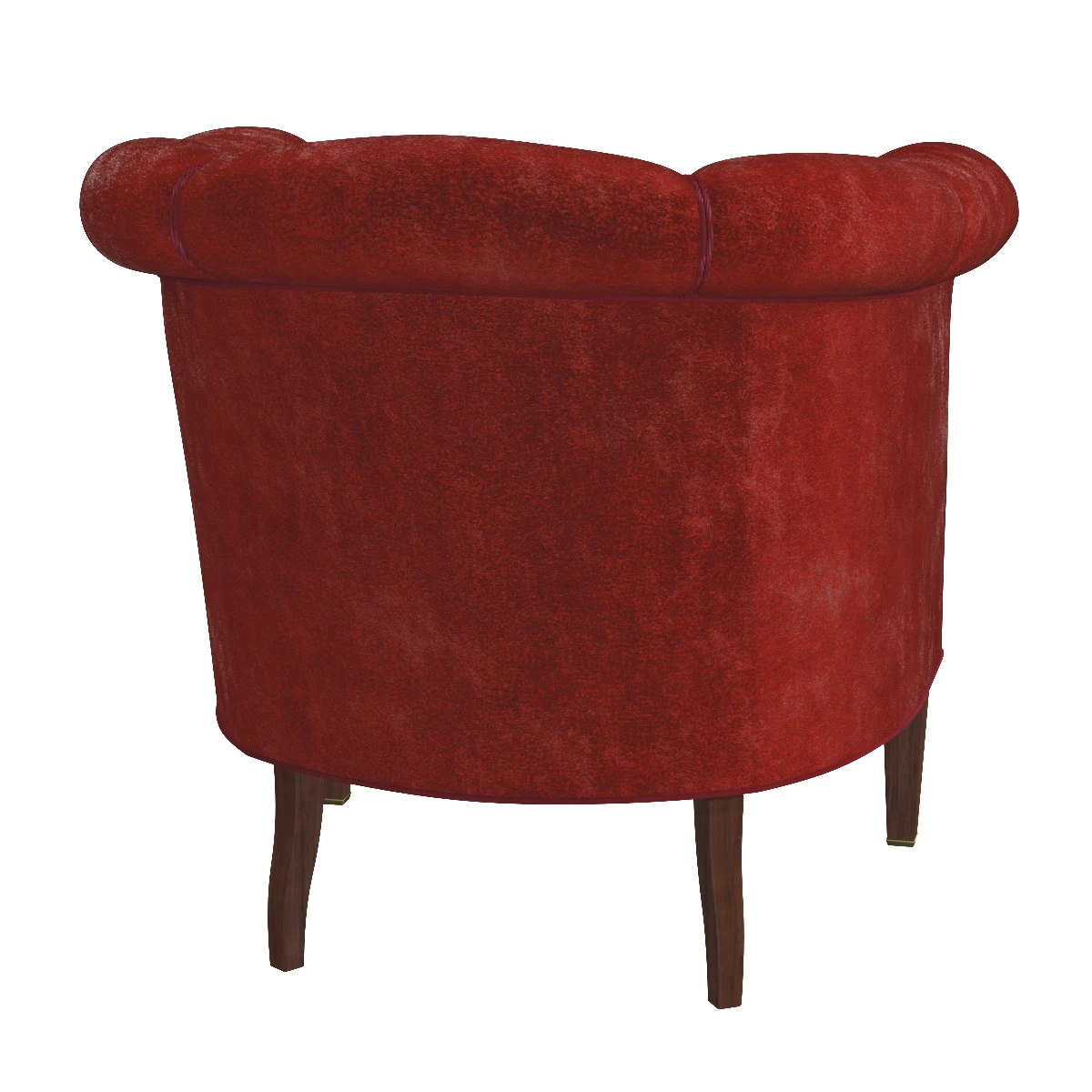 Danish Pair of 1940s Low Lounge Tub Chairs in Red Mohair 3D Model_04
