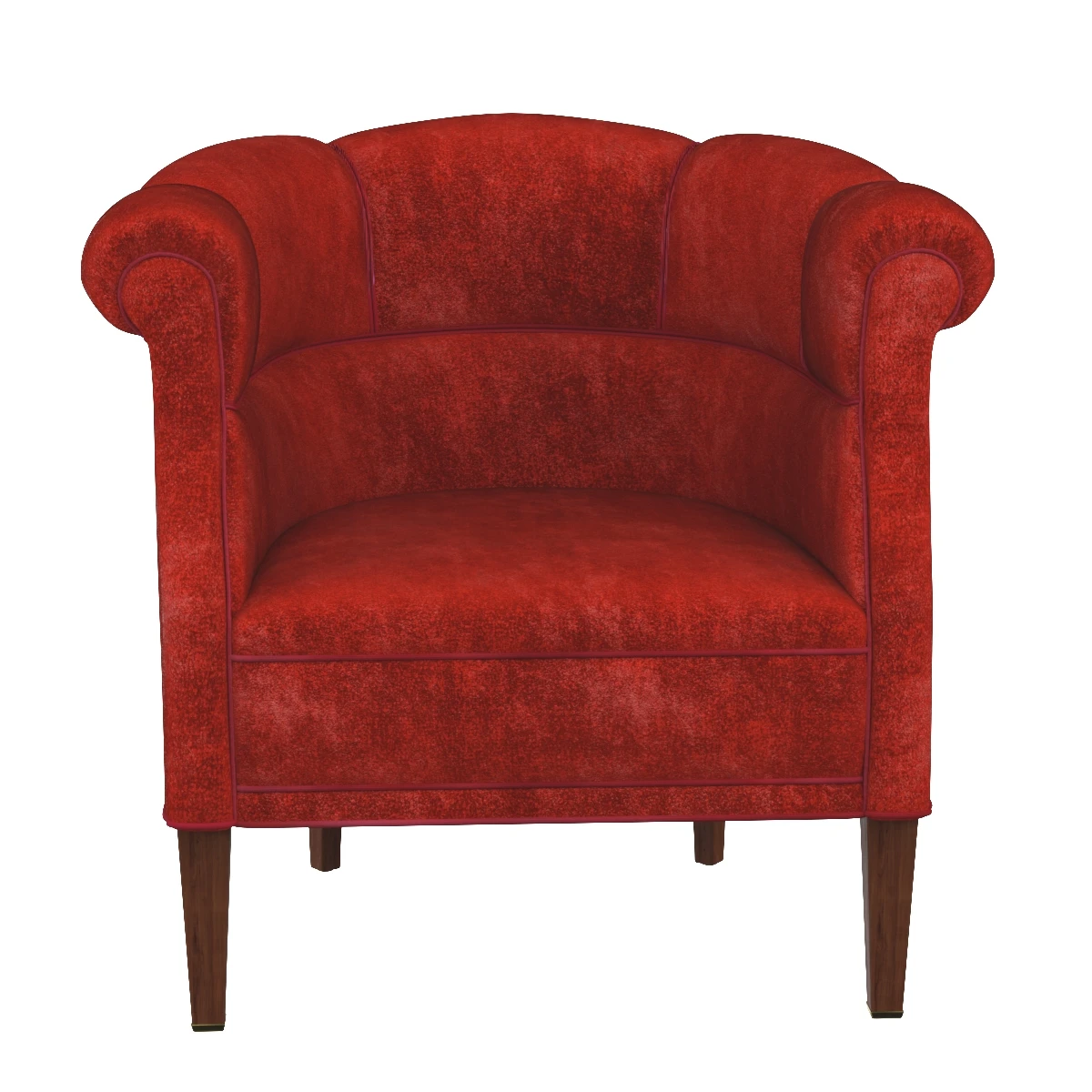 Danish Pair of 1940s Low Lounge Tub Chairs in Red Mohair 3D Model_06