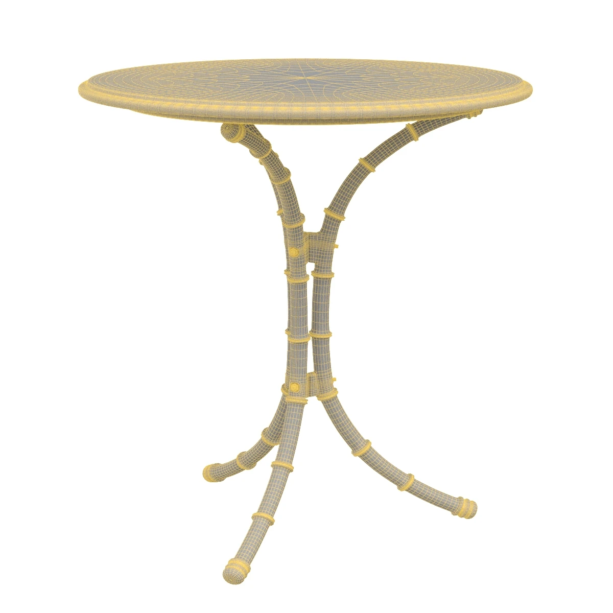 English Green Marble Top Faux Bamboo Cafe Table 3D Model_07