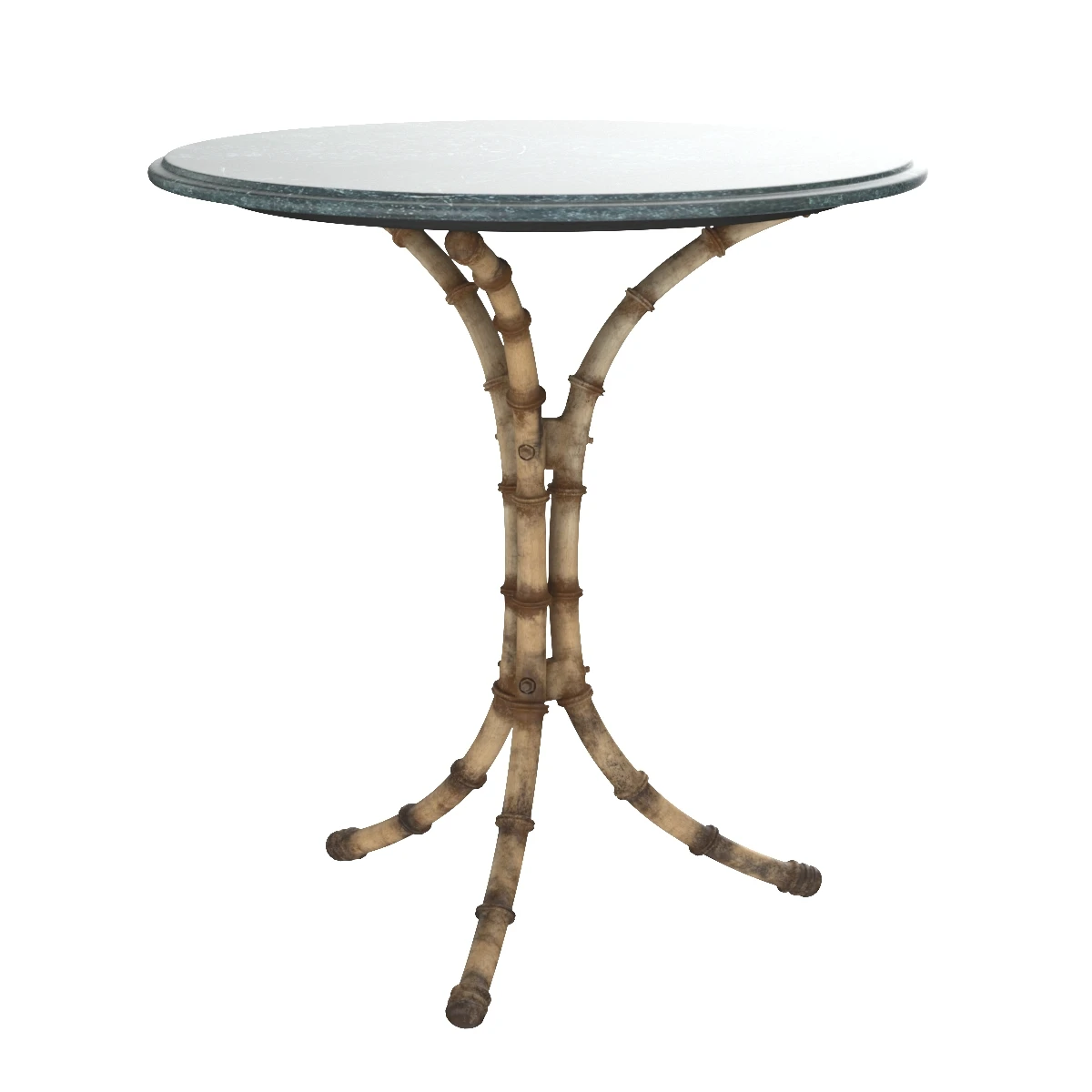 English Green Marble Top Faux Bamboo Cafe Table 3D Model_04