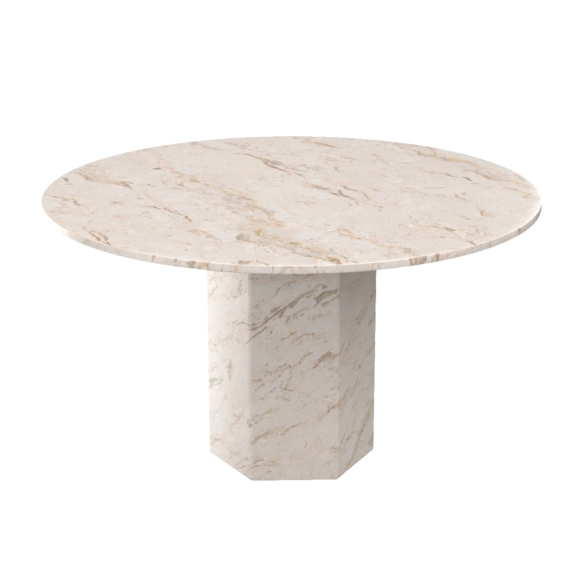 Epic Dining Table Round 130cm White Travertine 3D Model_01