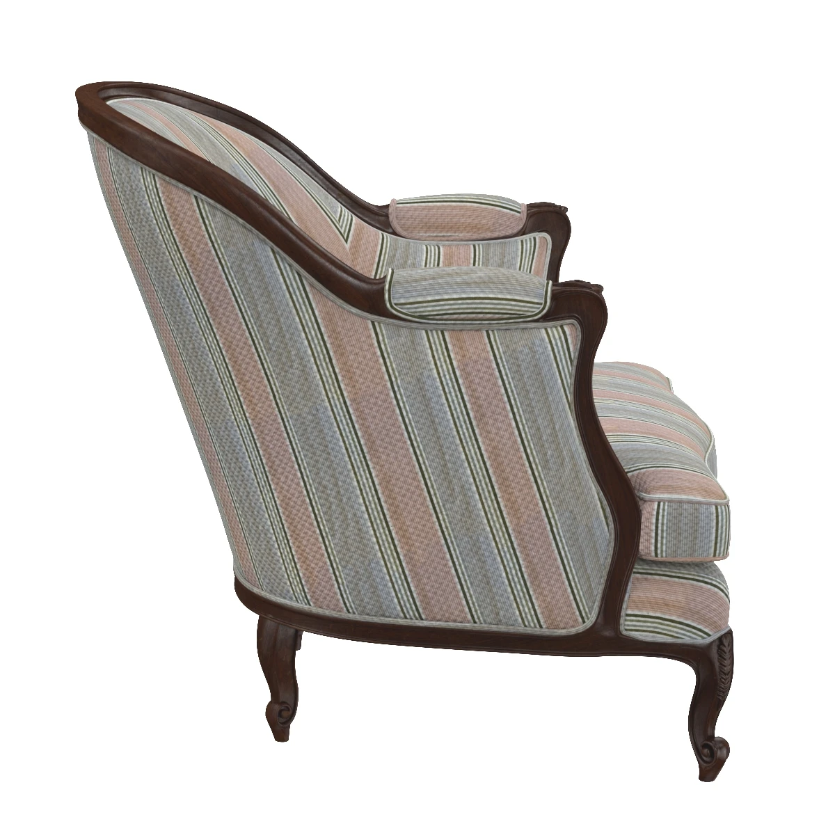 French 19th Century Walnut Bergere Chair 3D Model_04