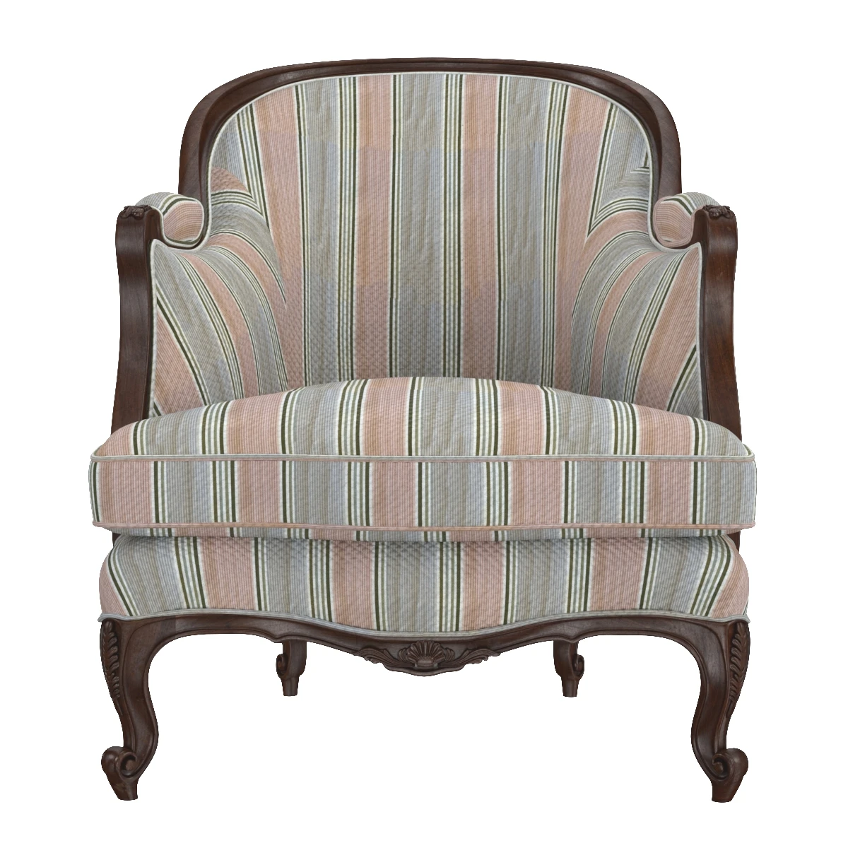 French 19th Century Walnut Bergere Chair 3D Model_06