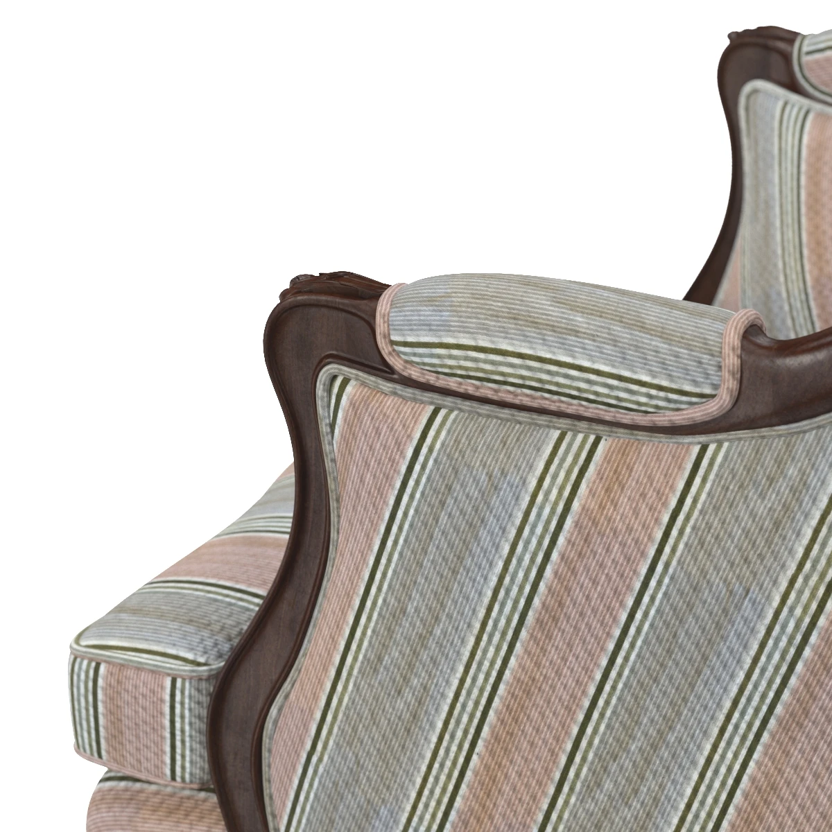 French 19th Century Walnut Bergere Chair 3D Model_05