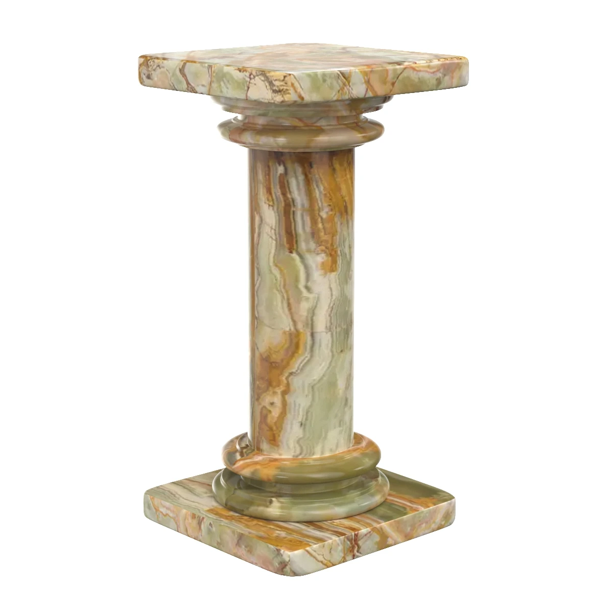 Green Onyx Classical Column Pedestal Stand Side Table 3D Model_01