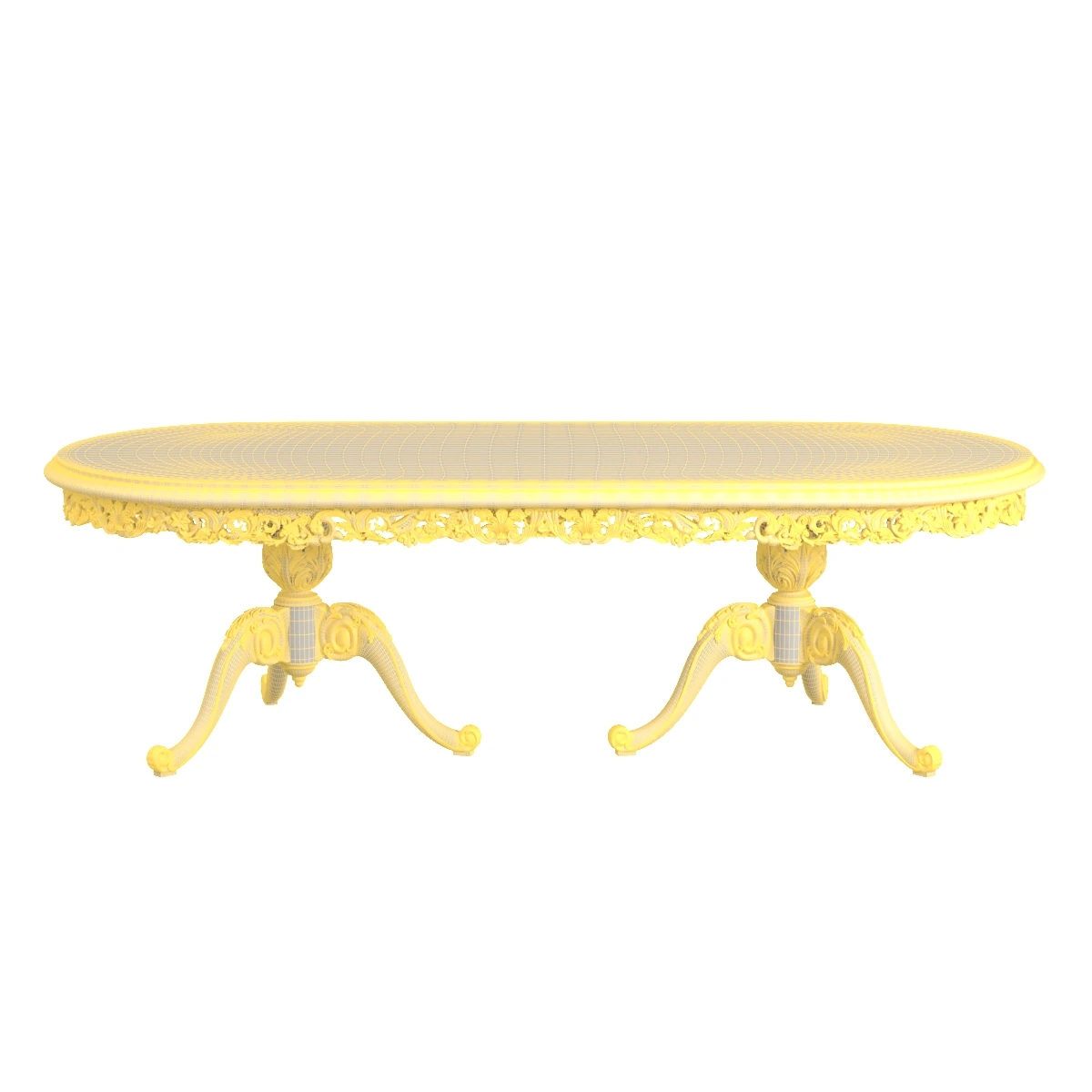 Italian Gilt Carved Inlaid Gray Dining Table 3D Model_07