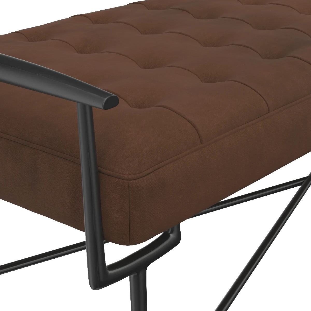 Knight Bench Iron Frame with Tufted Cushion 3D Model_05