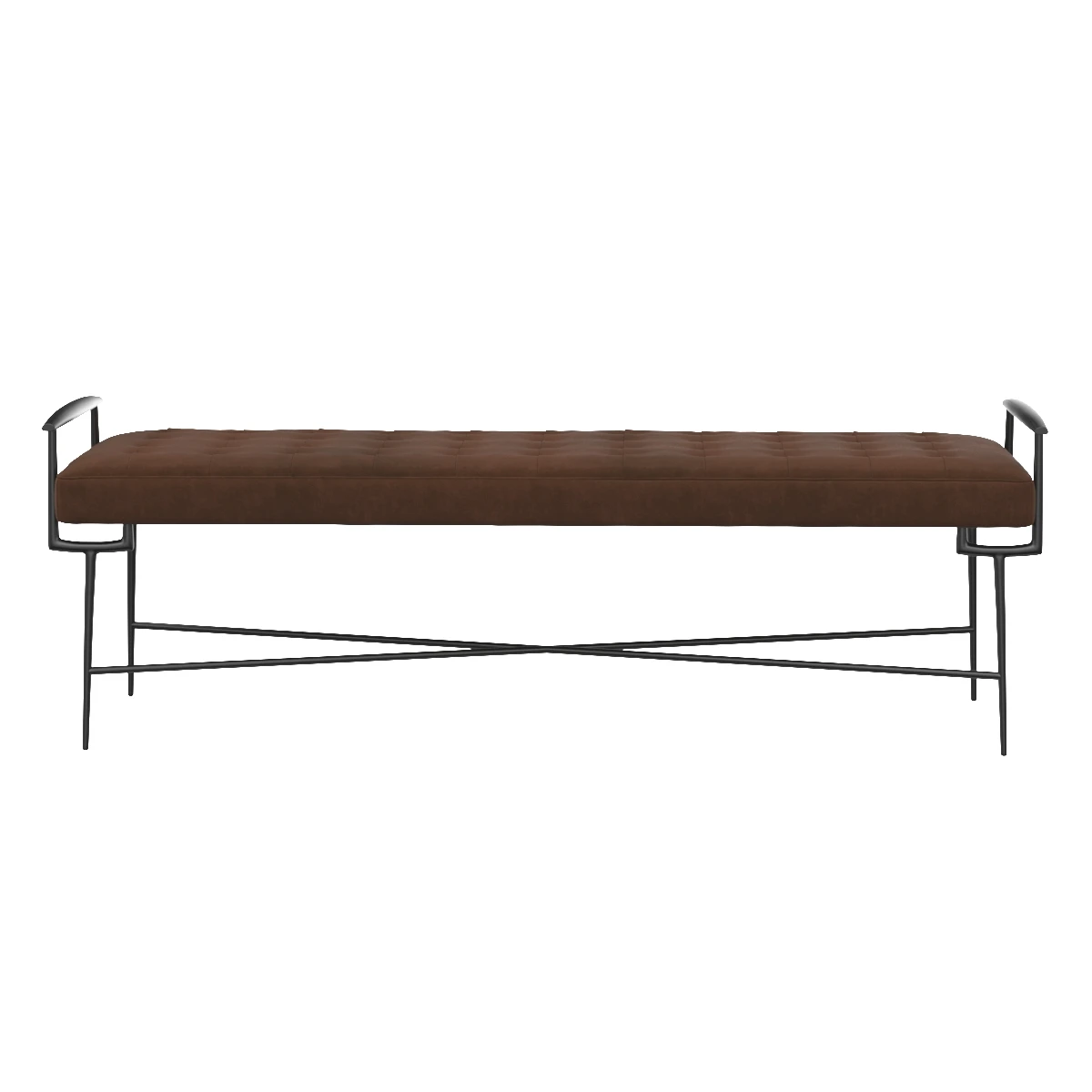Knight Bench Iron Frame with Tufted Cushion 3D Model_06