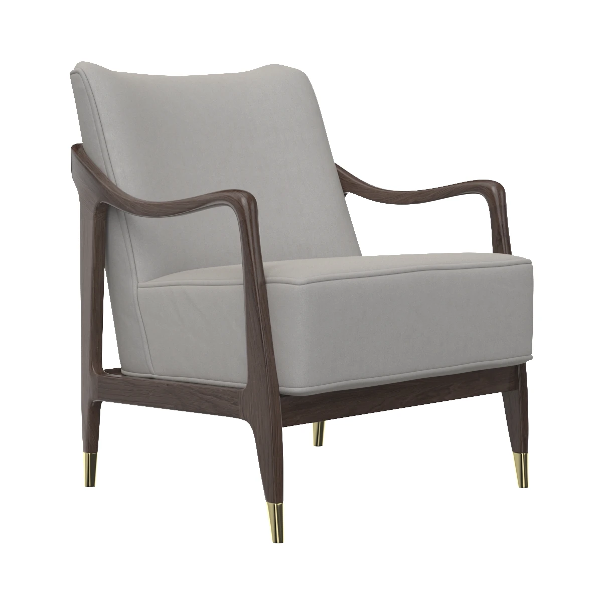Midcentury Sculptural Gio Ponti Style Walnut Lounge Chair 3D Model_01