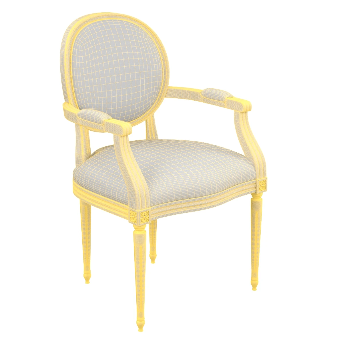 Oval Back Dining Chair with Arms 3D Model_07