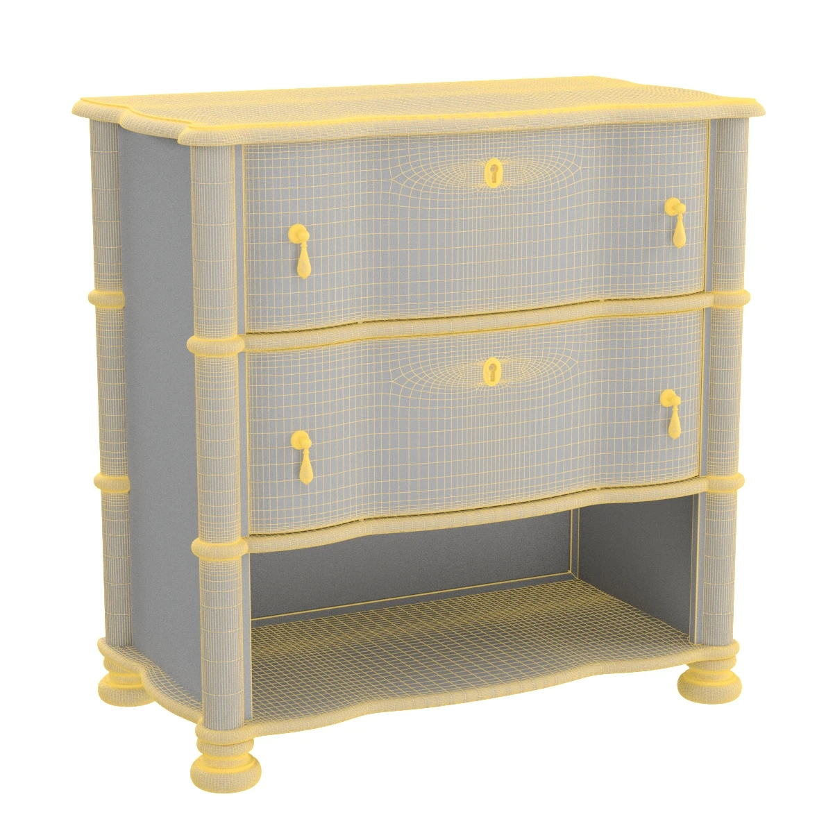 Serpentine 2 Drawer Side Table 3D Model_07