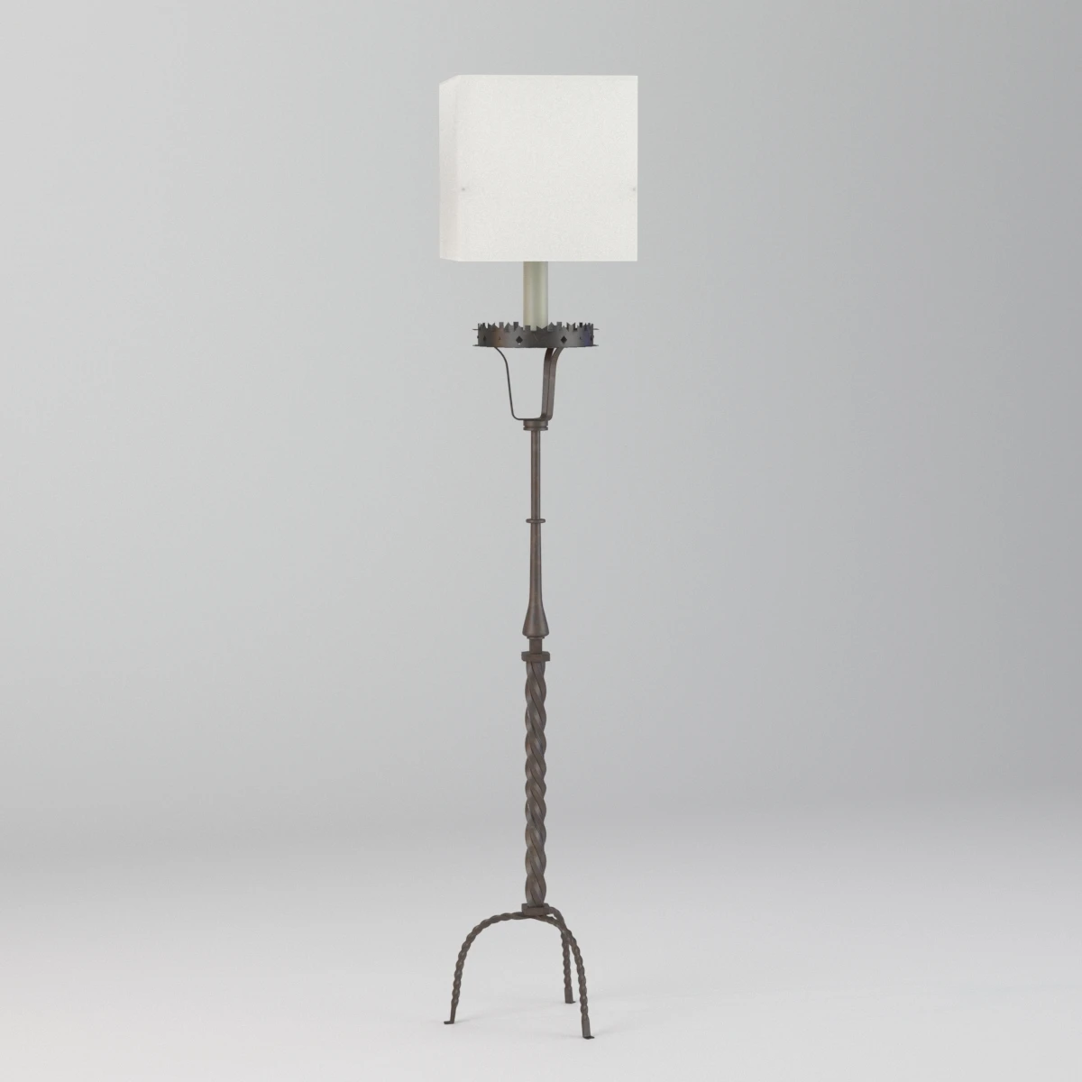 Tall Forged Iron Floor Lamp 3D Model_01