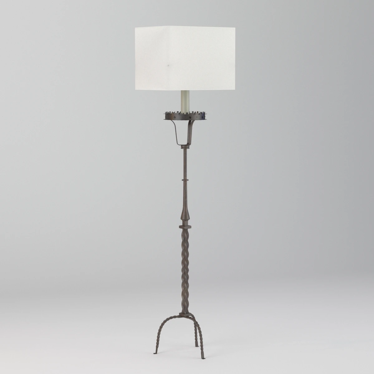 Tall Forged Iron Floor Lamp 3D Model_03