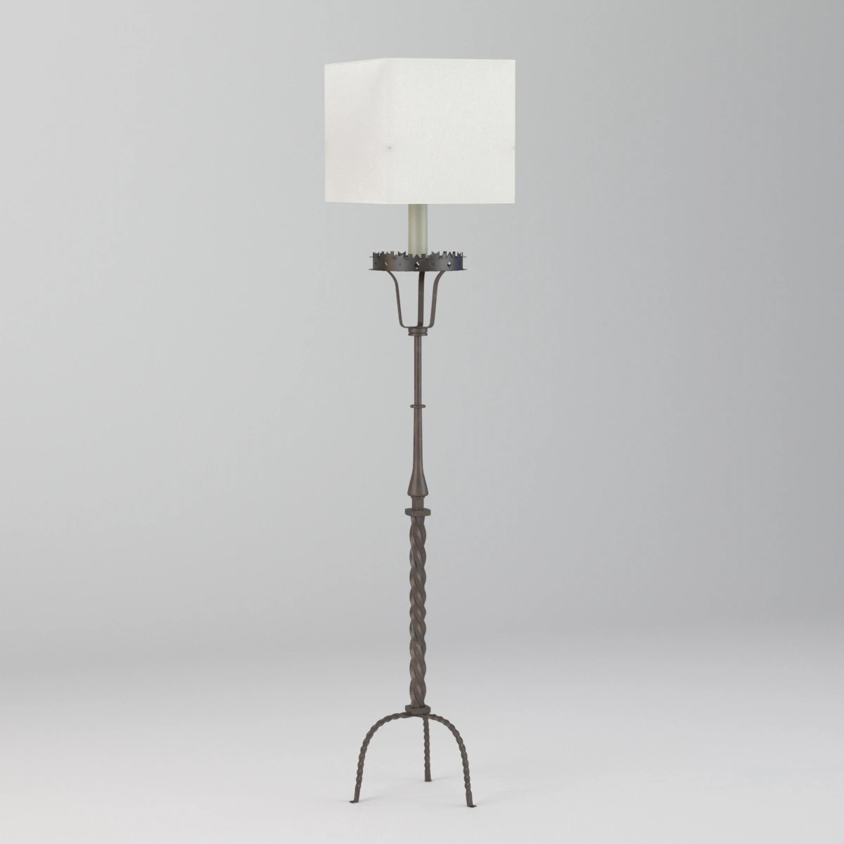 Tall Forged Iron Floor Lamp 3D Model_04