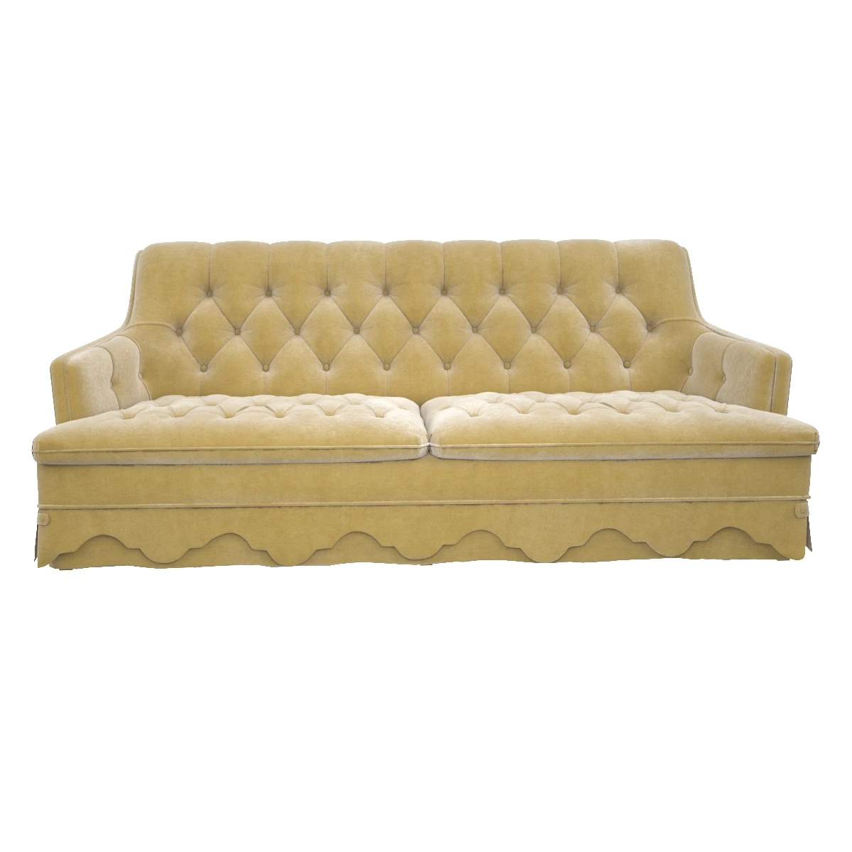 Vintage Hollywood Regency Tawny Colored Button Tufted Velvet Sofa 3D Model_06