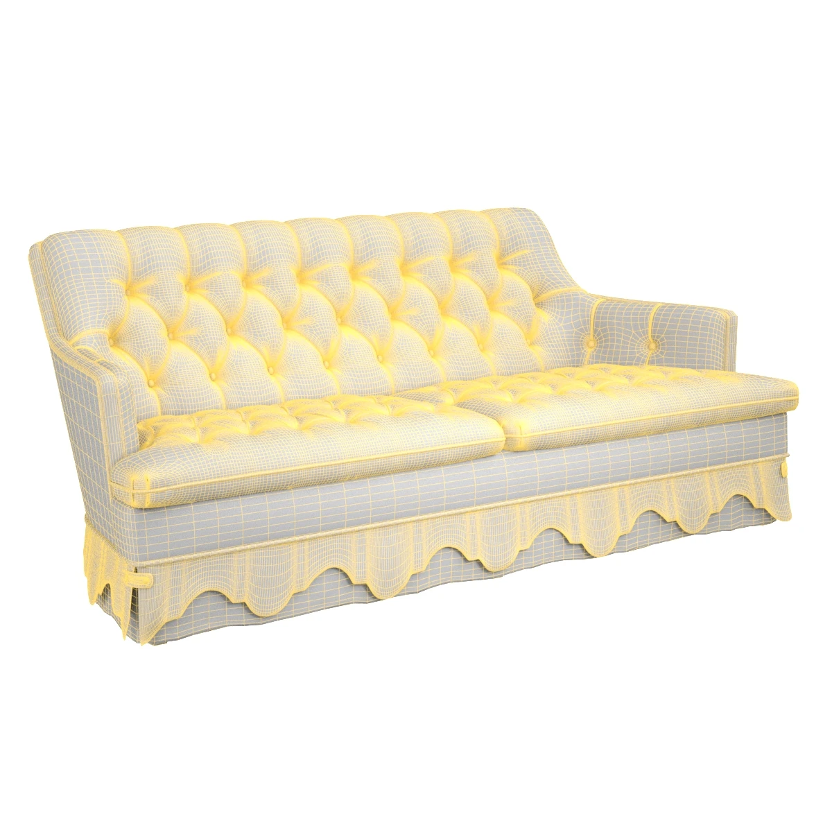 Vintage Hollywood Regency Tawny Colored Button Tufted Velvet Sofa 3D Model_07