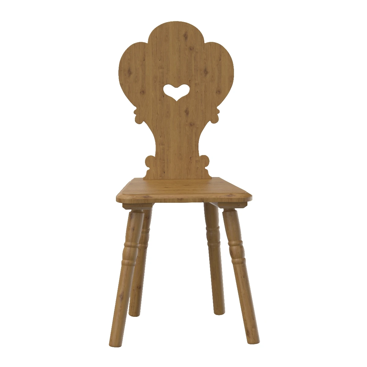 Vintage Rustic Oak Dining Chair 3D Model_06