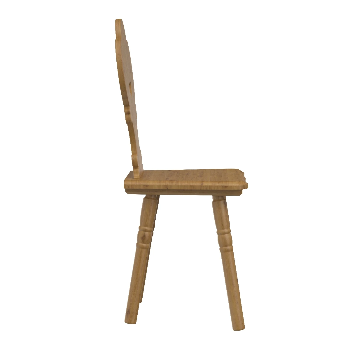 Vintage Rustic Oak Dining Chair 3D Model_04