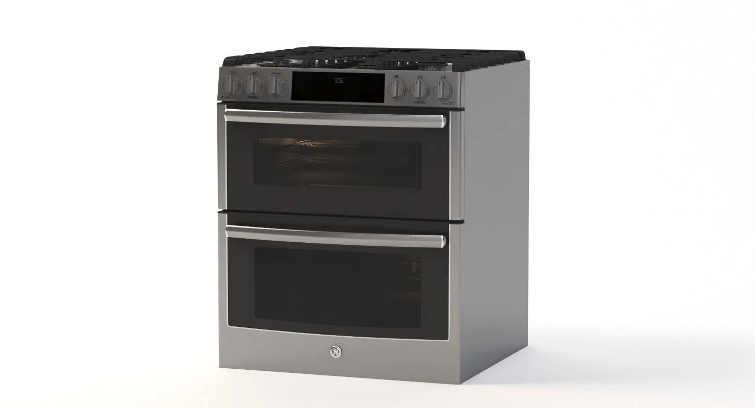 30 inch Slide In Front Control Double Oven Gas Convection Range 3D Model_09