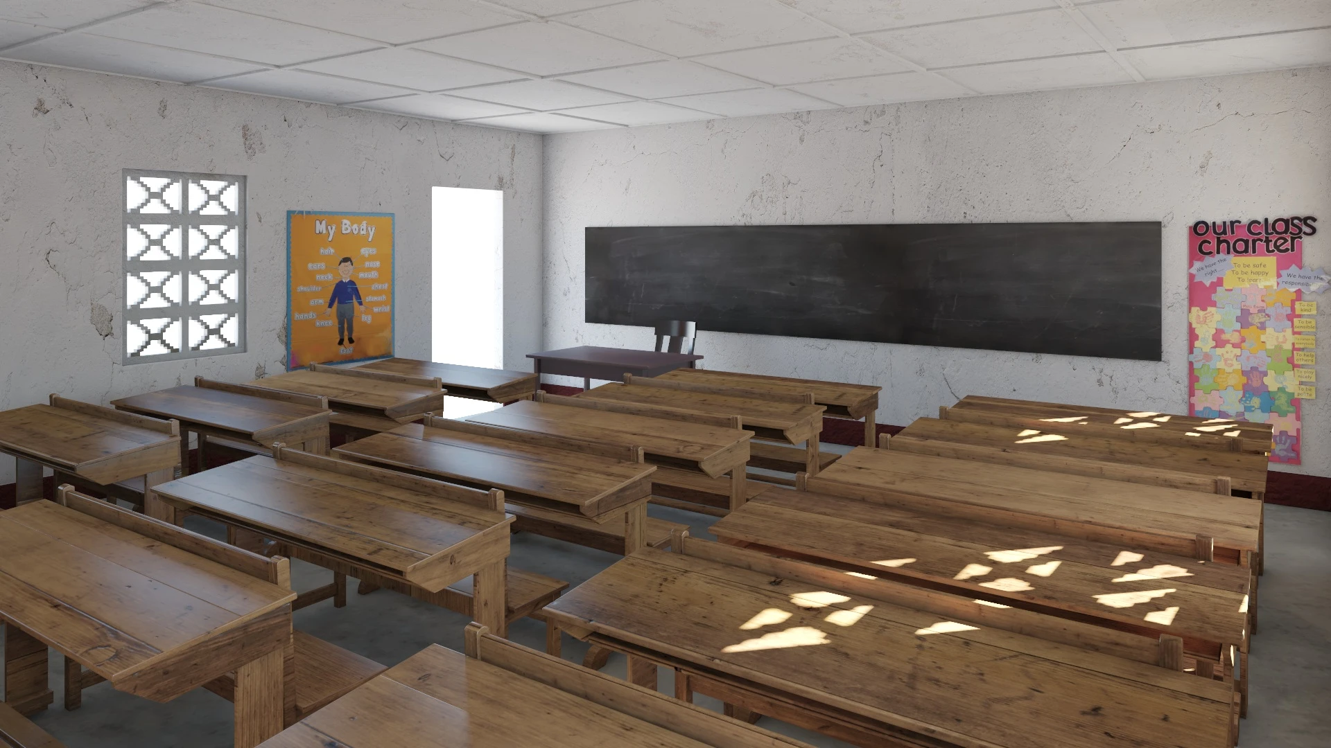 African Primary School Architecture Uganda Classroom V1 3D Model_05