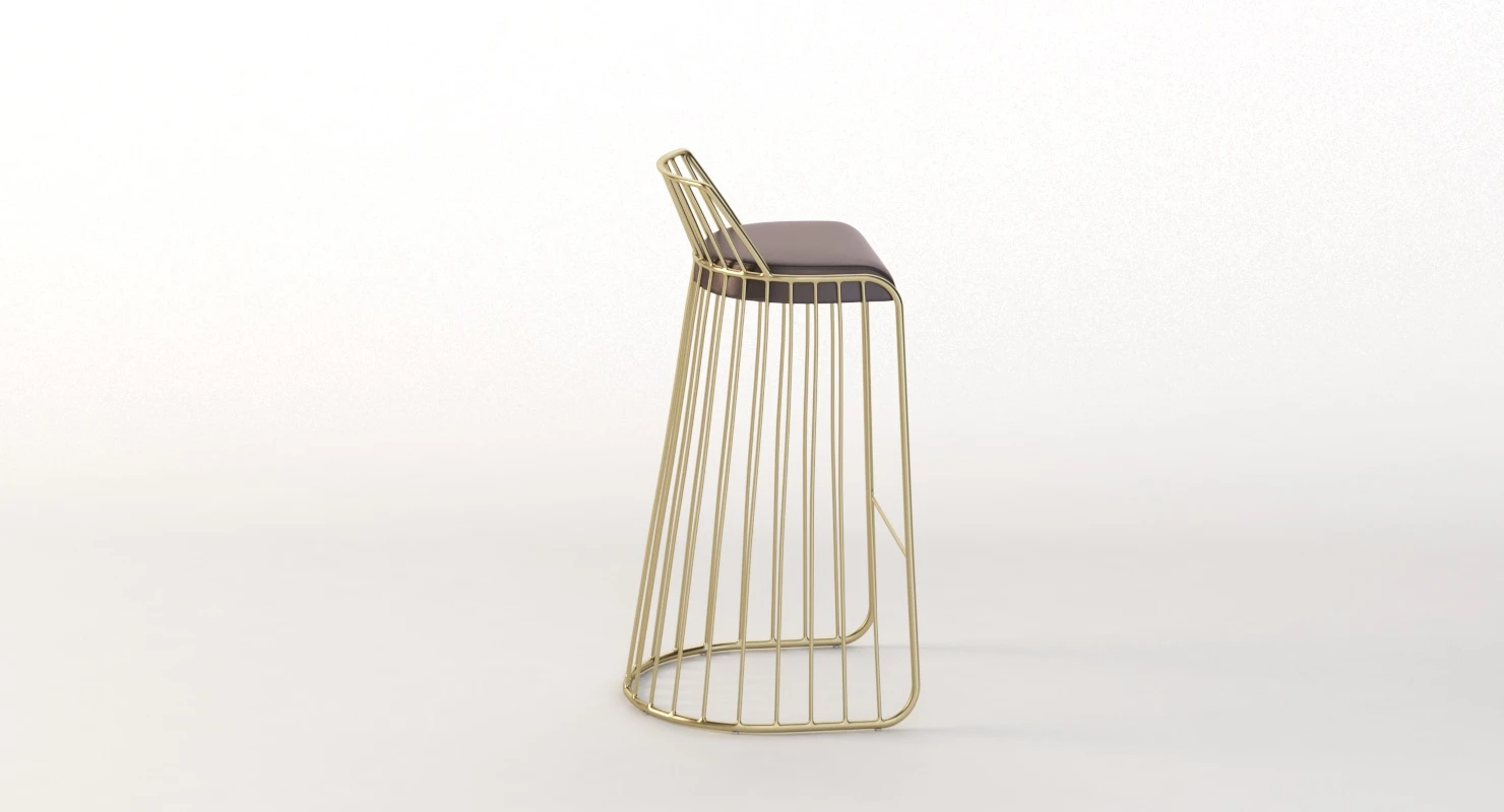 Brides Veil Leather Stool 3D Model_06