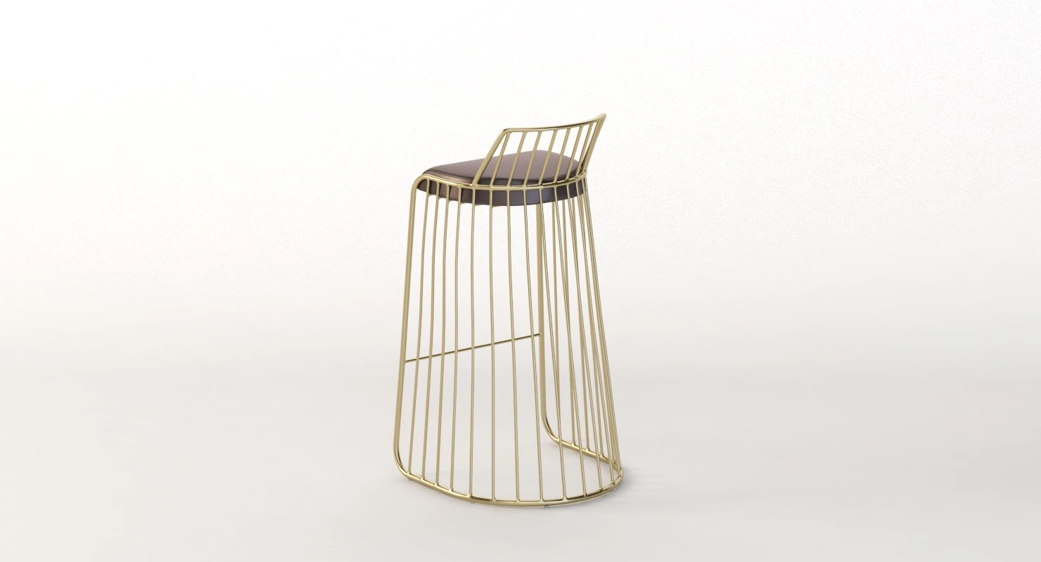 Brides Veil Leather Stool 3D Model_08