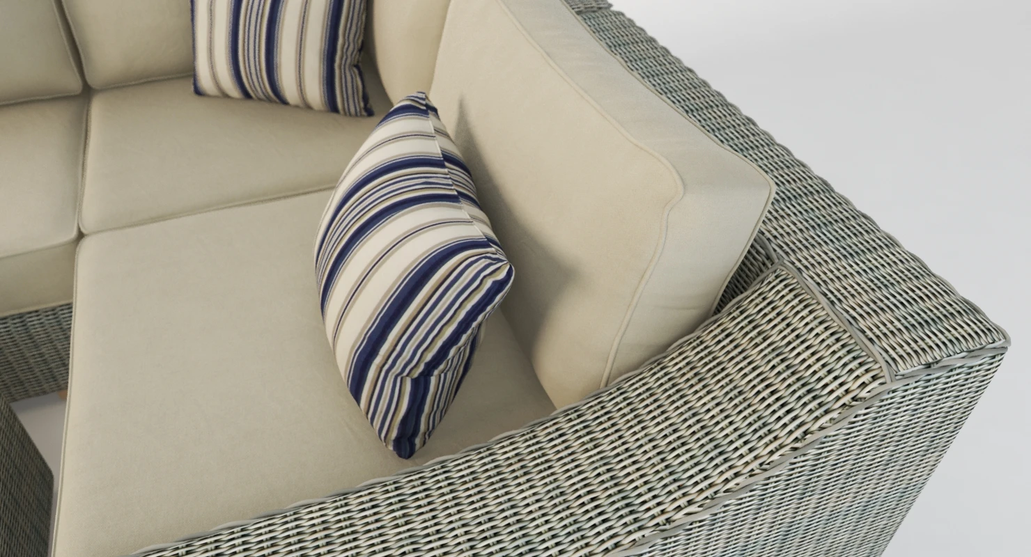 Corsica Outdoor U Wicker Sectional Sofa Set 3D Model_03