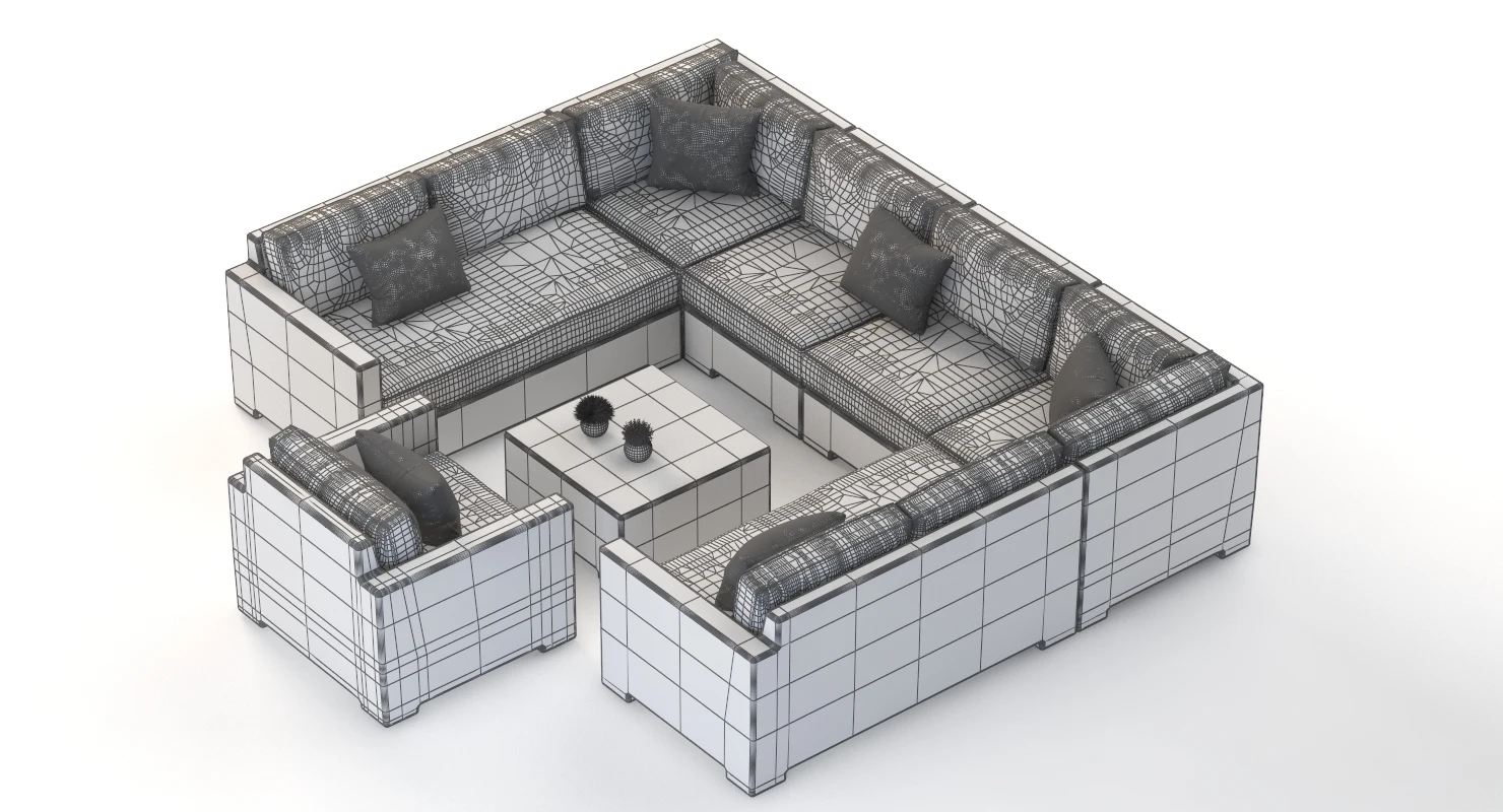 Crate and Barrel Ventura Umber Sofa Set V1 3D Model_011