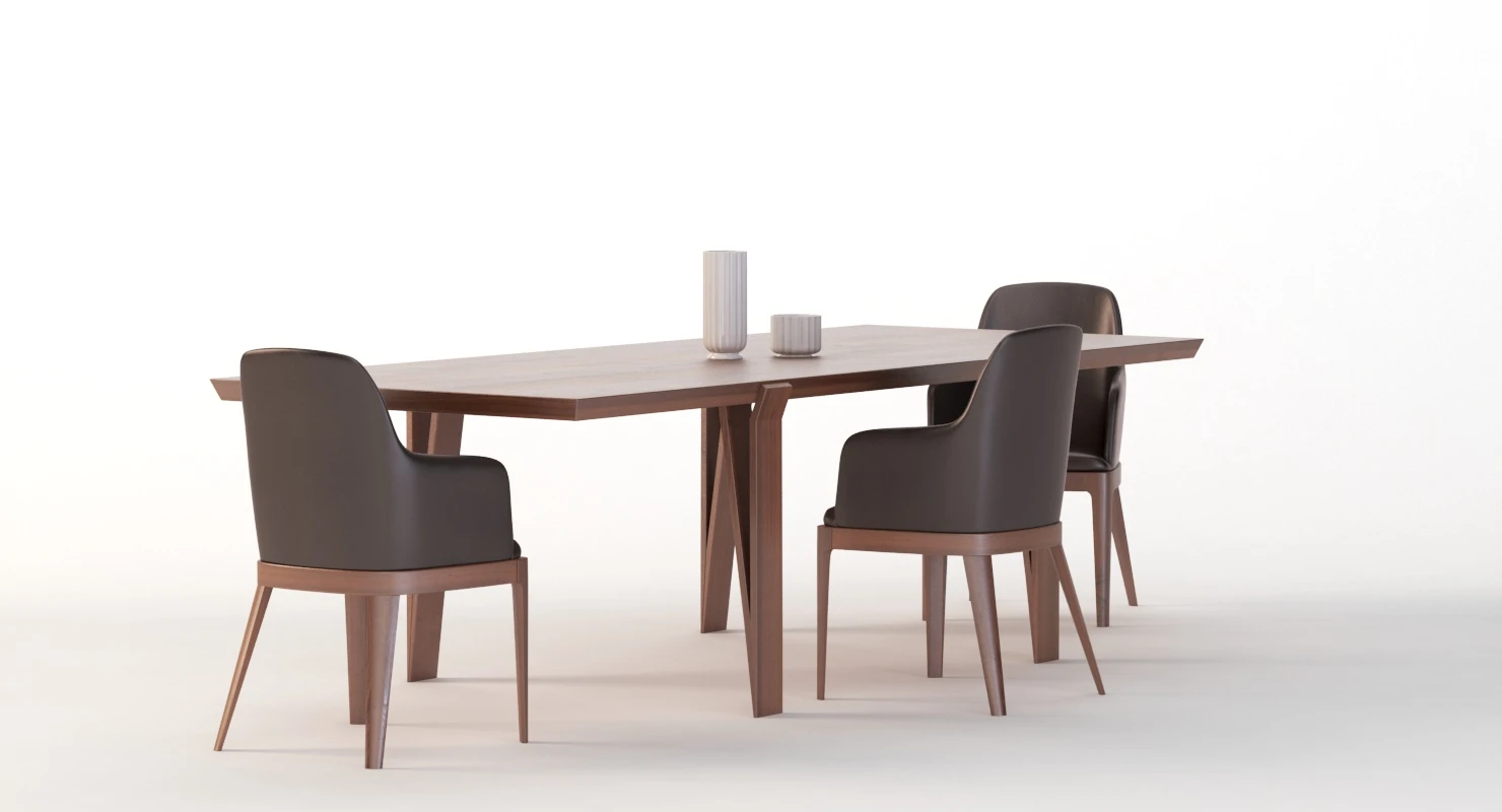 David Dining Table 102 And Chair 3D Model_09