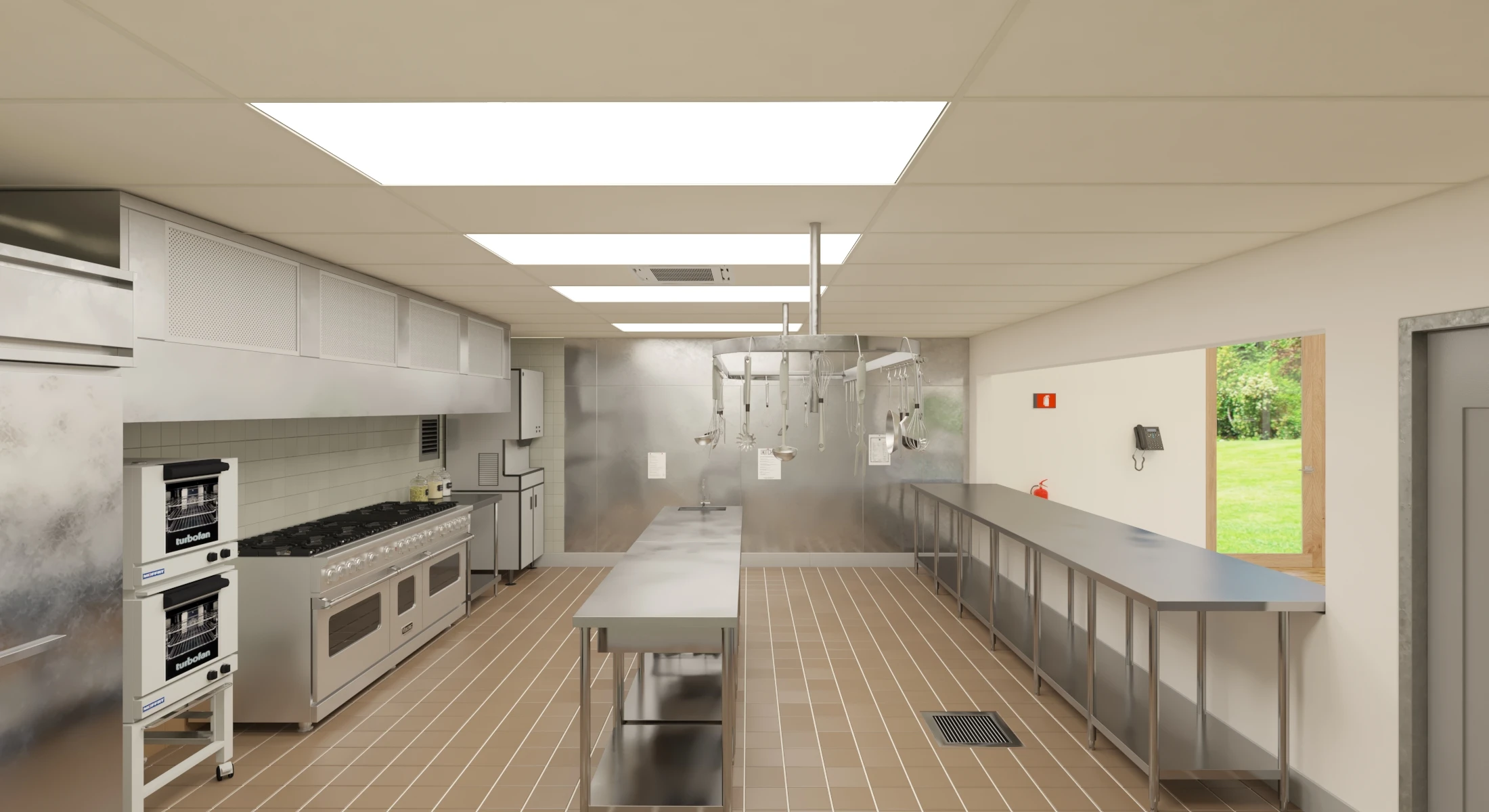 Furnished Cafeteria Interior with Kitchen V4 3D Model_07