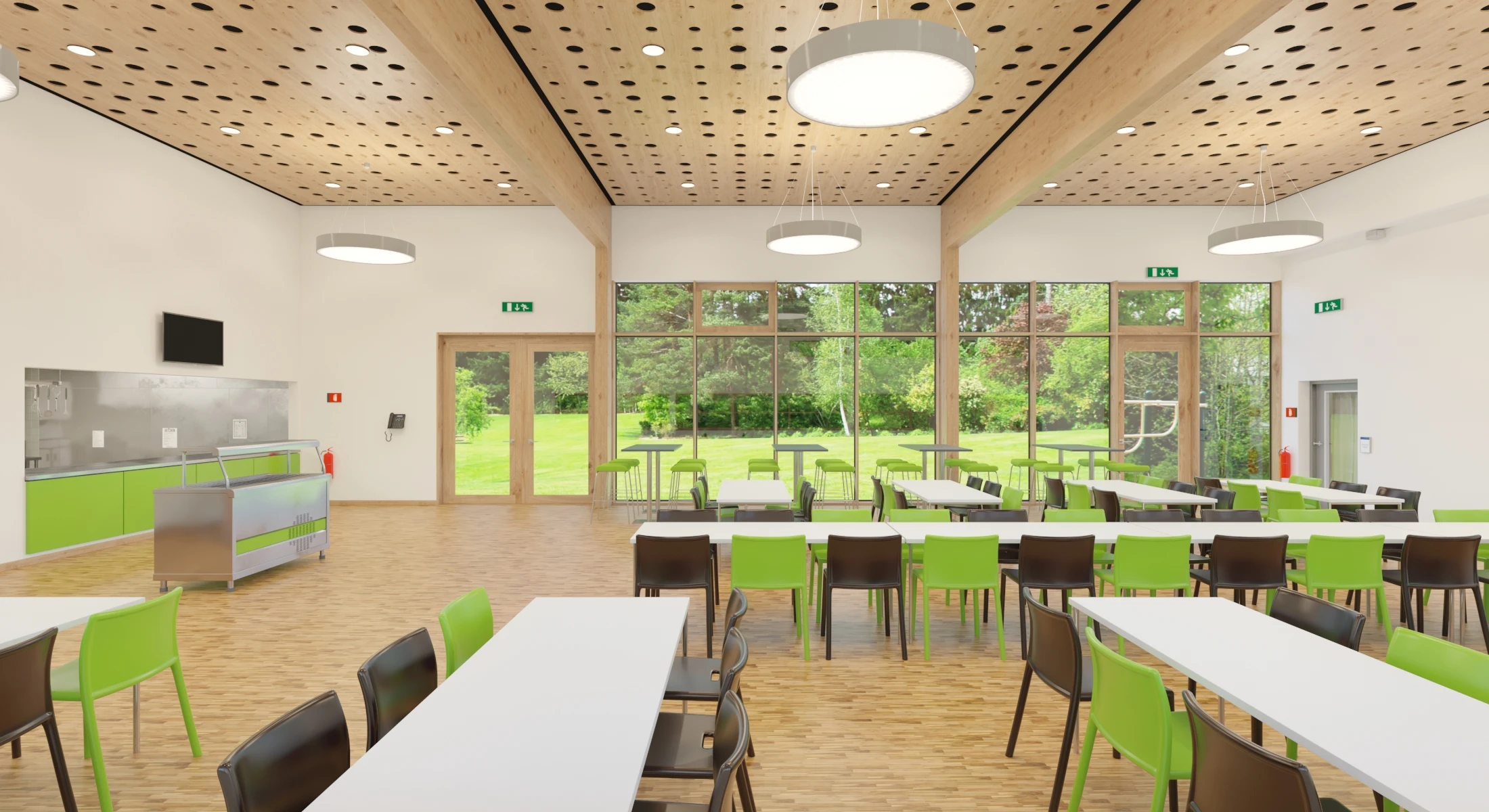 Furnished Cafeteria Interior with Kitchen V4 3D Model_03