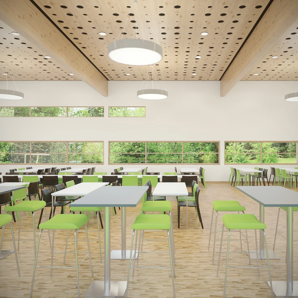 Furnished Cafeteria Interior with Kitchen V4 3D Model_013