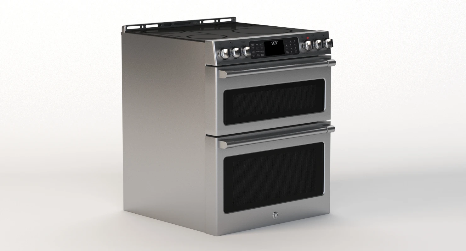 General Electric Cafe Series 30 Slide In Front Control Induction and Convection Double Oven Range 3D Model_05