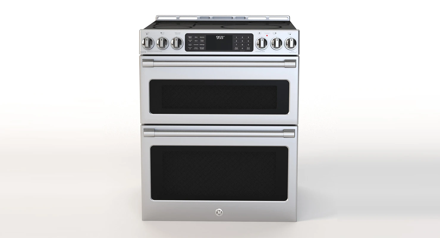 General Electric Cafe Series 30 Slide In Front Control Induction and Convection Double Oven Range 3D Model_01