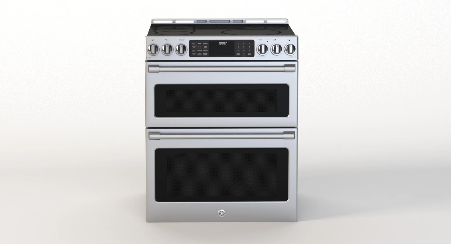 General Electric Cafe Series 30 Slide In Front Control Induction and Convection Double Oven Range 3D Model_04
