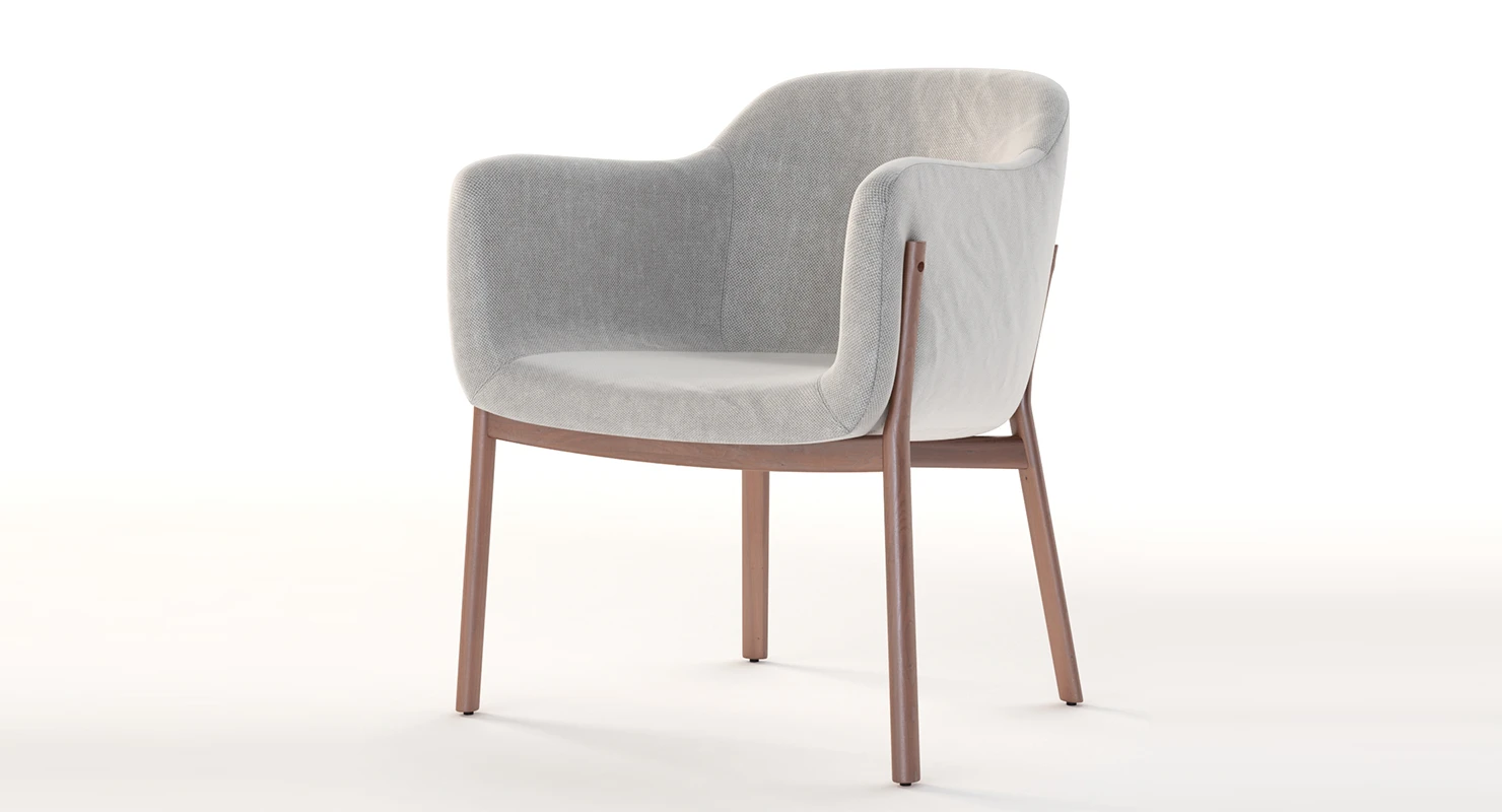 Heals De La Espada Porto upholstered Dining Chair 3D Model_01