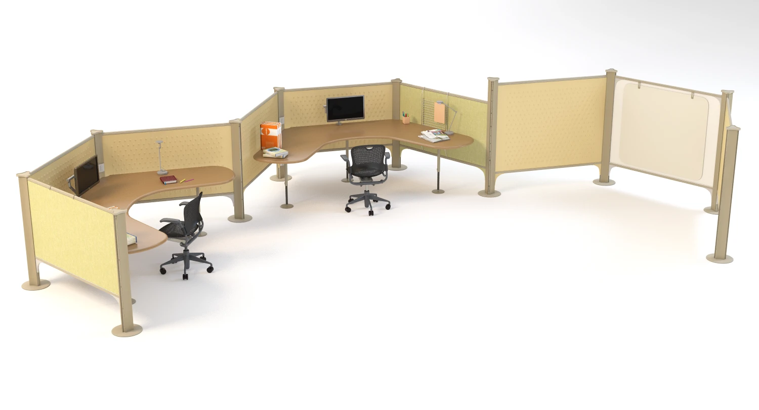 Herman Miller Resolve System with Office Accessories Set 06 3D Model_01