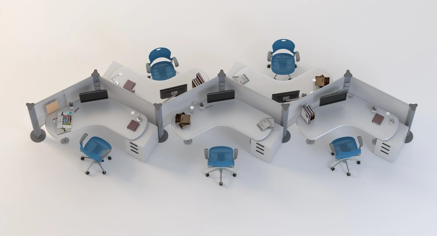 Herman Miller Resolve System with Office Accessories Set 02 3D Model_06