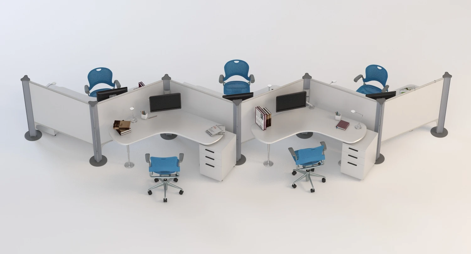 Herman Miller Resolve System with Office Accessories Set 02 3D Model_03