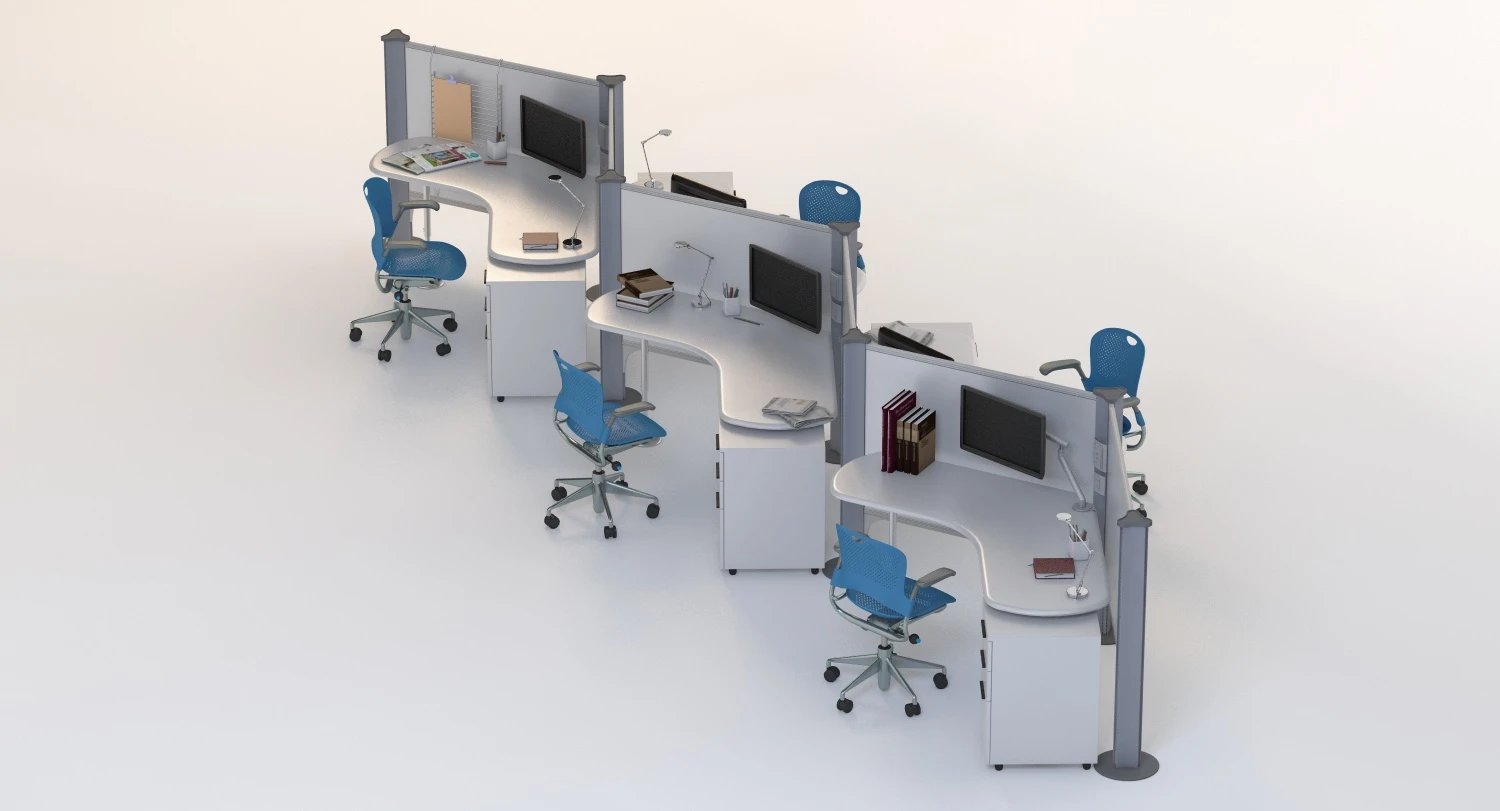 Herman Miller Resolve System with Office Accessories Set 02 3D Model_05