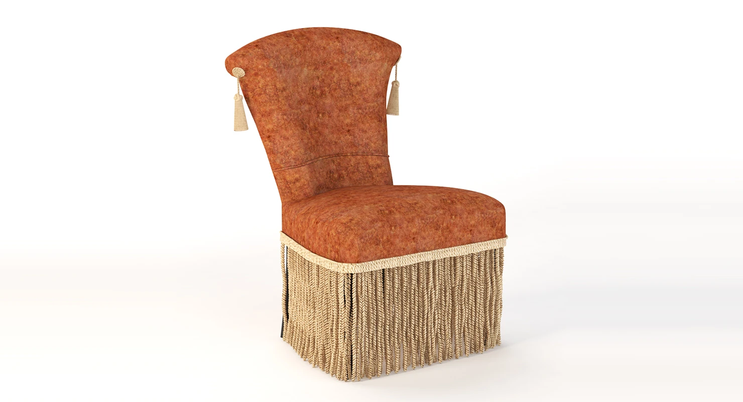 Hollywood Regency Velvet Slipper Chair 3D Model_01