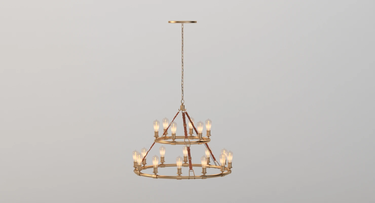 Huxley 18 Light 44 Inch Vintage Brass Chandelier 3D Model_04