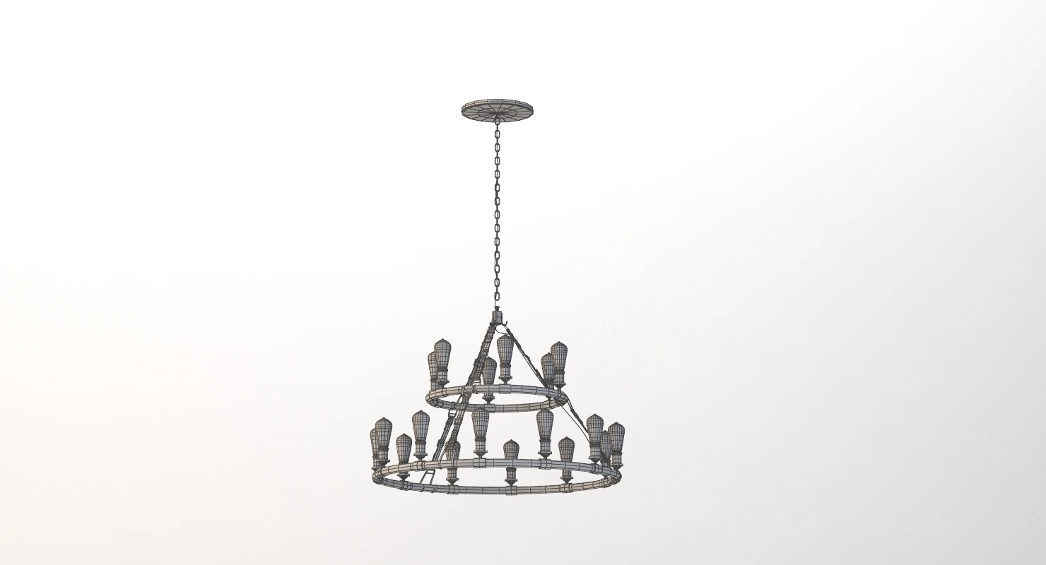 Huxley 18 Light 44 Inch Vintage Brass Chandelier 3D Model_011