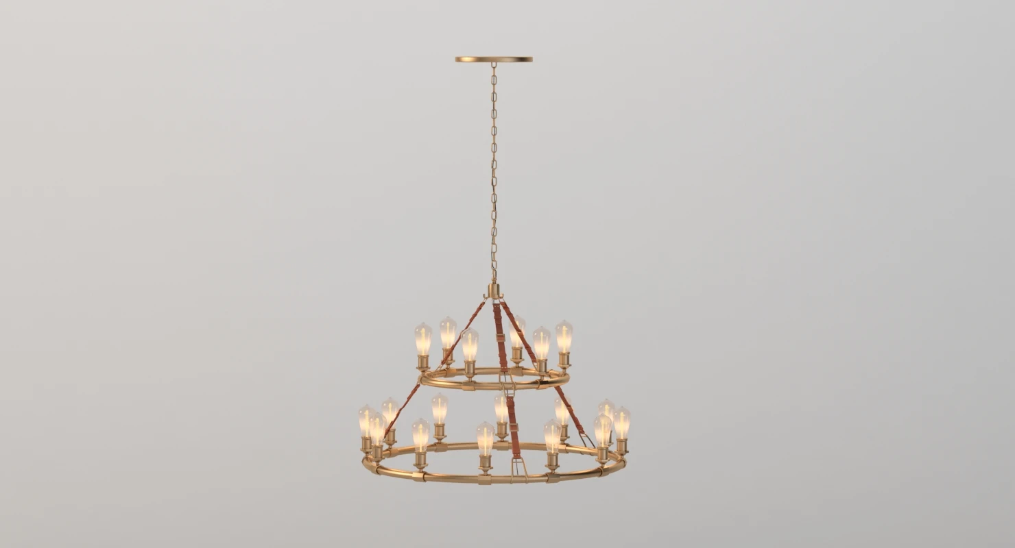 Huxley 18 Light 44 Inch Vintage Brass Chandelier 3D Model_08